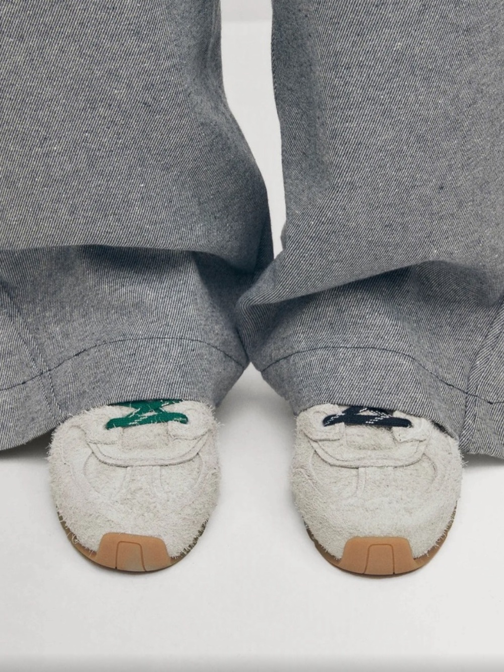 ALOHAS Suede Sneakers with Navy & Green Laces